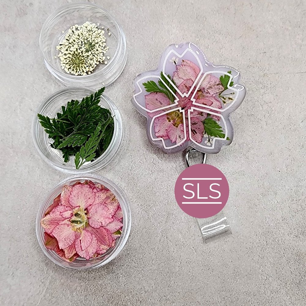 Cherry Blossom Floral Badge Reel-Flower Badge Reel